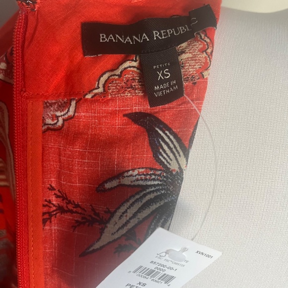 NWT Banana Republic Red Floral Leaves Mini Cotton Cocktail Mini Dress Petite XS - Picture 9 of 9